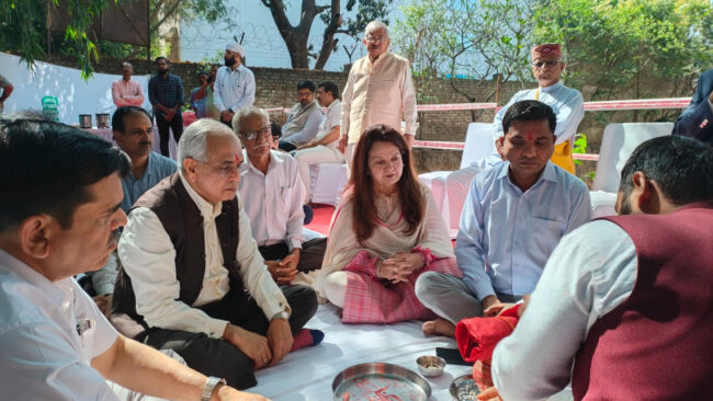 A Pooja organised on the construction of the building of SRI