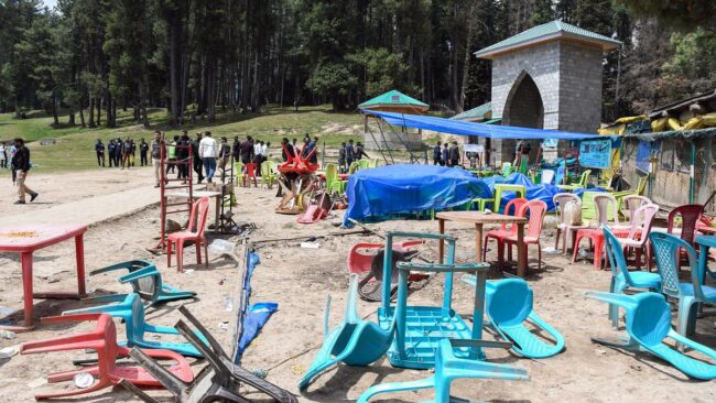 A view of the terrorist attack site at Baisaran in J&K’s Pahalgam. | Photo Credit: ANI A view of the terrorist attack site at Baisaran in J&K’s Pahalgam. | Photo Credit: ANI