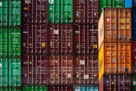 (FILES) Stacks of shipping containers sit at the Port of Baltimore in Baltimore, Maryland, on March 31, 2025. (AFP)